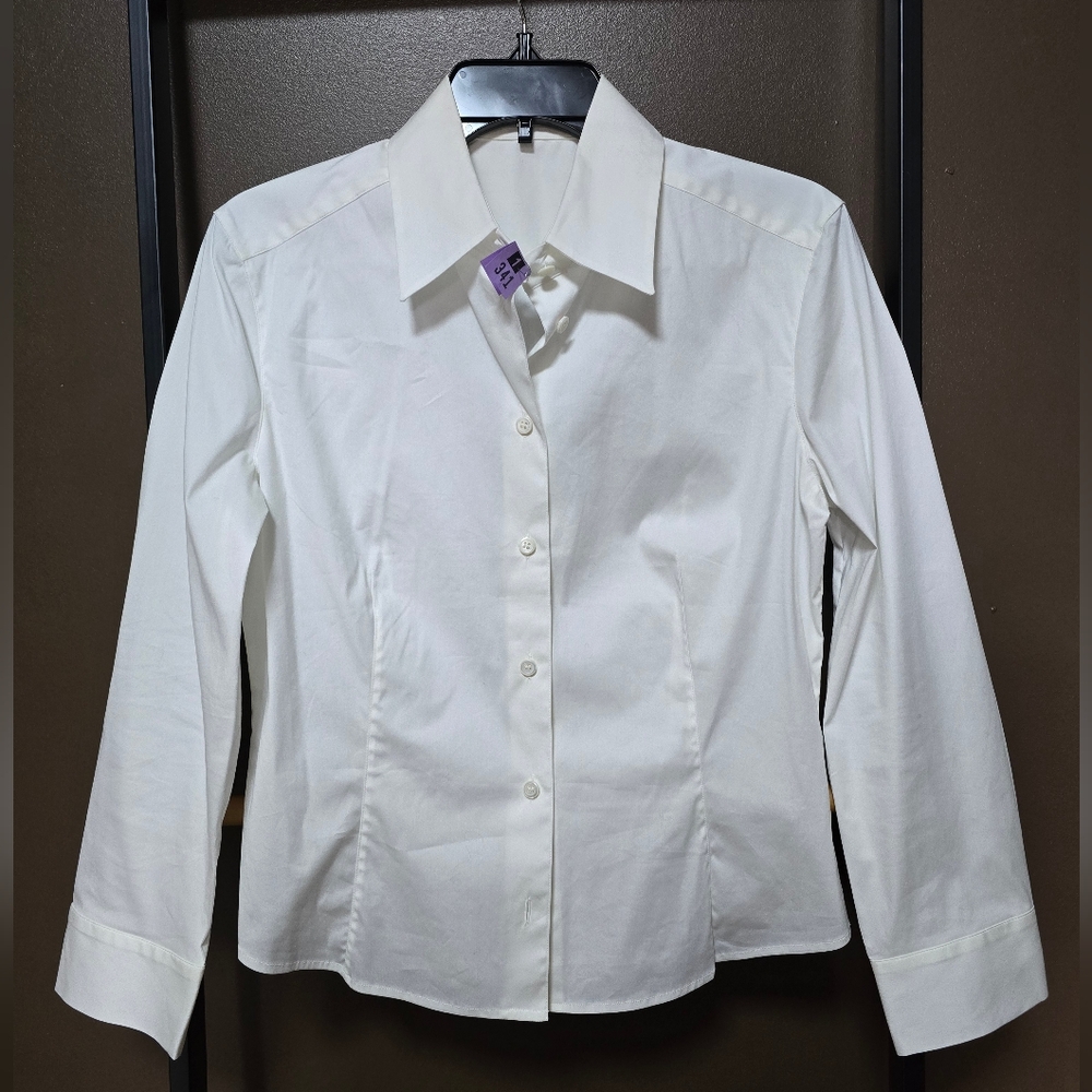 PRADA Poplin-button down White Blouse, Size 44